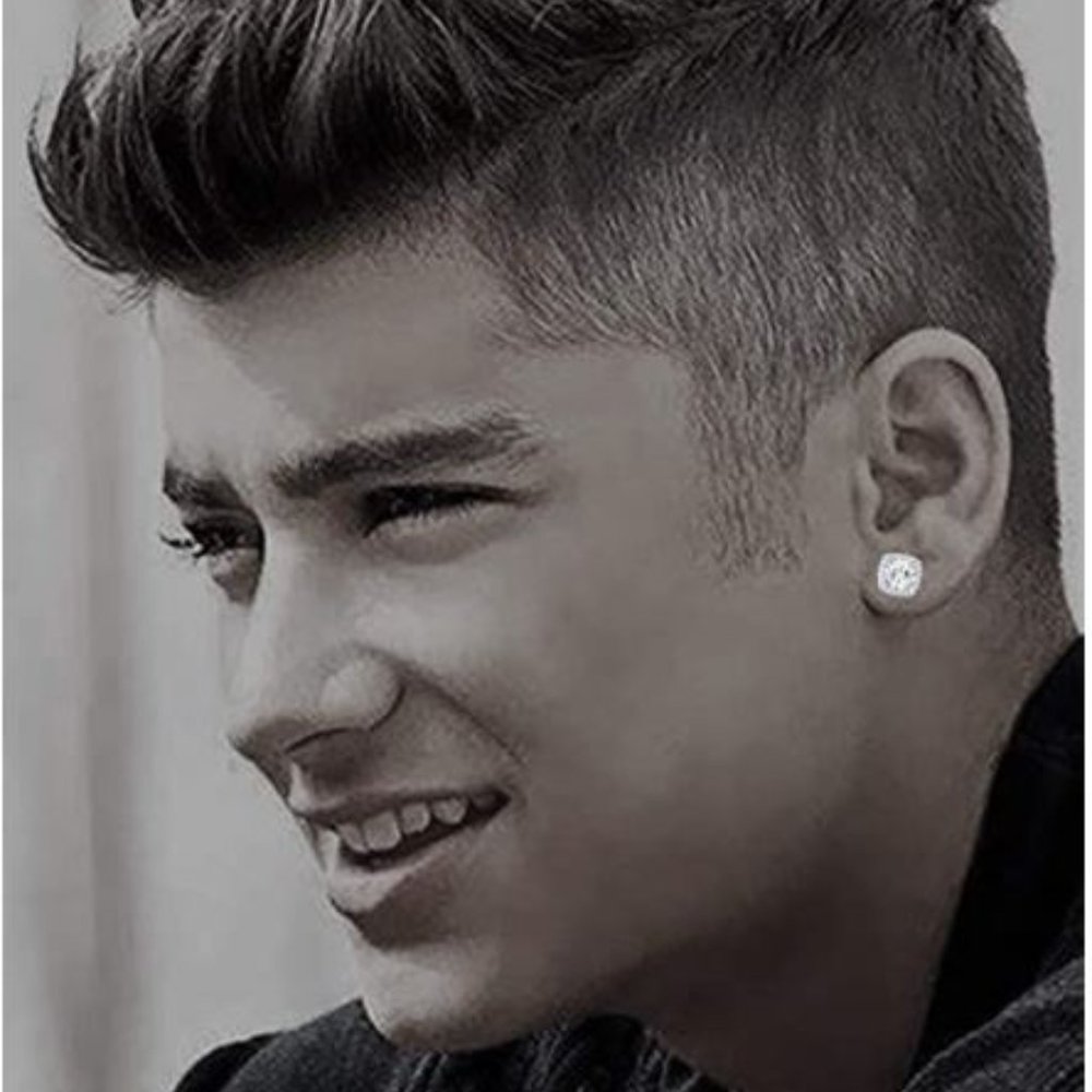 18K White Gold Plated Square Cubic Zircon 6mm Stud - Picture 5 of 15